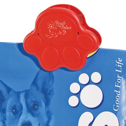 Additional Image 1 - a blue and white package with a red flower and paw prints