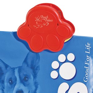 Additional Image 1 - a blue and white package with a red flower and paw prints