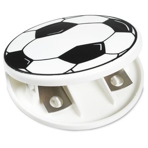 Additional Image 1 - a white and black round object with a football ball on it