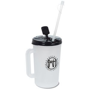 Additional Image 3 - a white and black coffee mug with a straw