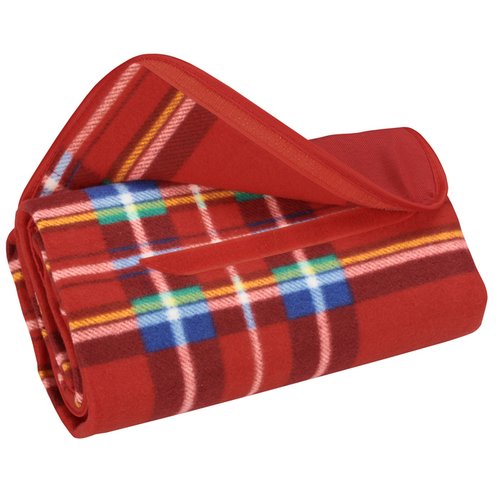 Additional Image 2 - a red plaid blanket with blue and white stripes