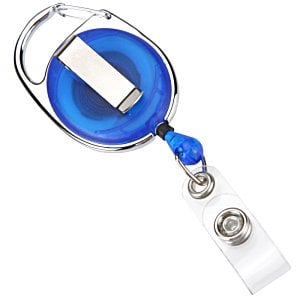 Additional Image 1 - a blue and silver retractable badge holder