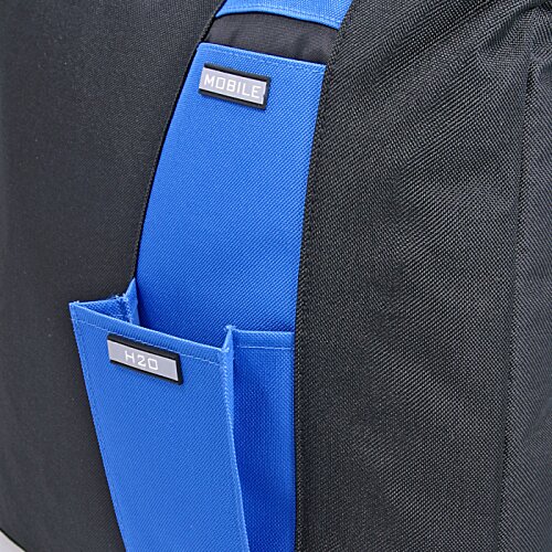 Additional Image 2 - a blue pocket in a black bag