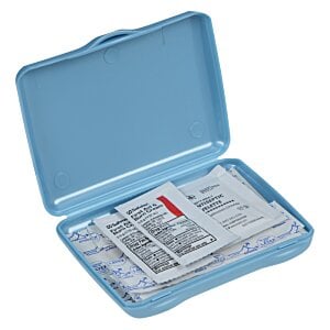 Additional Image 1 - a blue plastic case with a red label