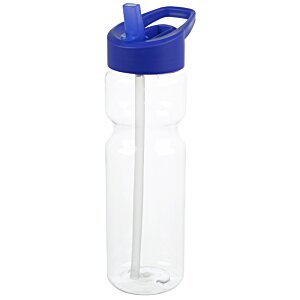Additional Image 1 - a clear plastic water bottle with a blue lid