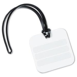 Additional Image 1 - a white square tag with a black strap