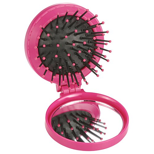 Additional Image 2 - a pink hair brush with a round pink handle