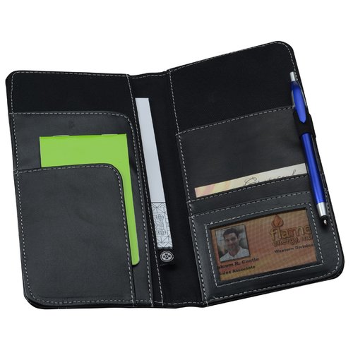 Additional Image 1 - a black wallet with green and white stripes