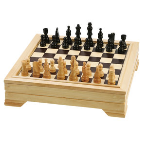 Additional Image 4 - a wooden chess board with chess pieces
