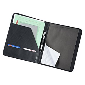Additional Image 1 - a black leather folder with a pen in it