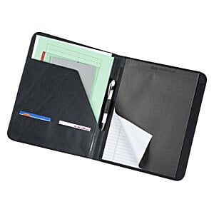Additional Image 1 - a black leather folder with a pen in it