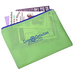 Additional Image 1 - a green zippered bag with blue text