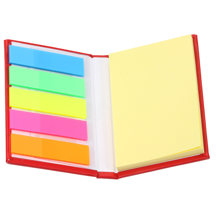eBuyGB Sticky Notes Box Multi Memo Notepad Portfolio, 5 Colours, Brown