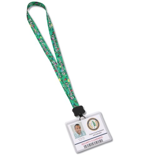 Additional Image 1 - a green lanyard with a white label