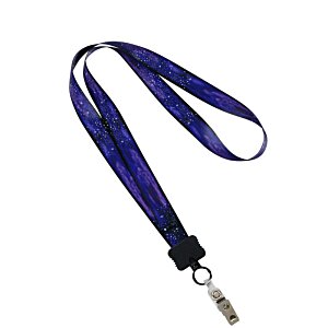 Additional Image 1 - a blue lanyard with a silver hook
