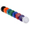 a row of colorful plastic objects