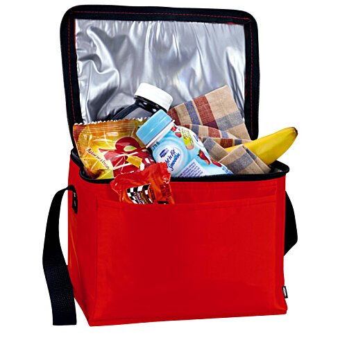 Additional Image 1 - a red cooler bag with food inside