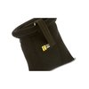 a black bag with a yellow tag