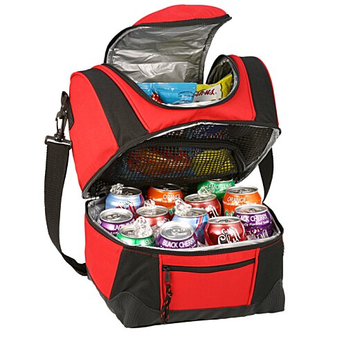 Additional Image 1 - a red and black backpack with a bag full of food