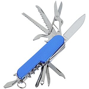 Additional Image 4 - a blue pocket knife with many blades