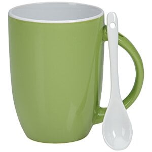 Additional Image 1 - a green mug with a handle and a white spoon