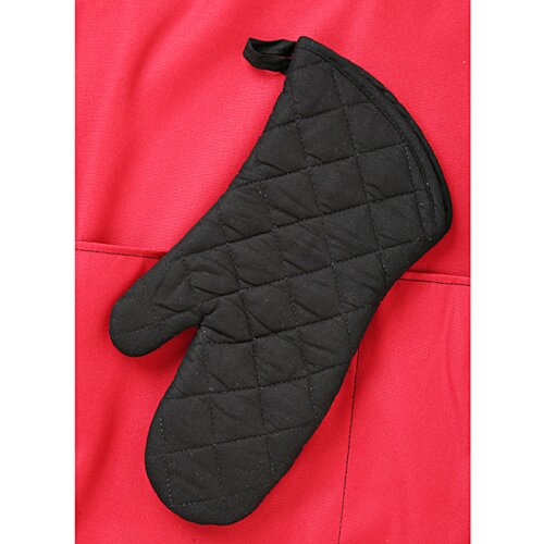 Additional Image 1 - a black oven glove on a red cloth