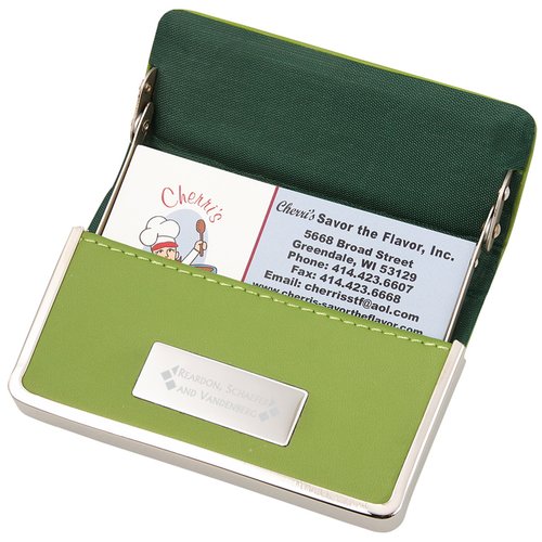 Additional Image 1 - a green and white card holder