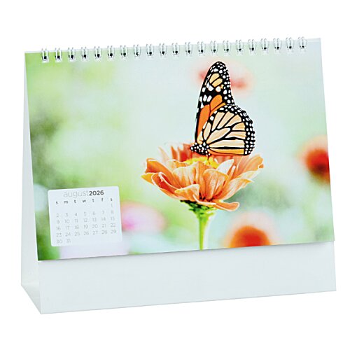 Additional Image 3 - a blue desk calendar with a picture of a plant