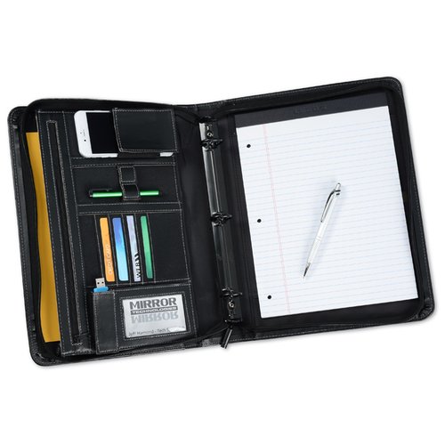 Additional Image 1 - a black folder with a white paper and a pen