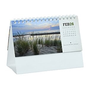 Additional Image 3 - a white desk calendar with a picture of a landscape