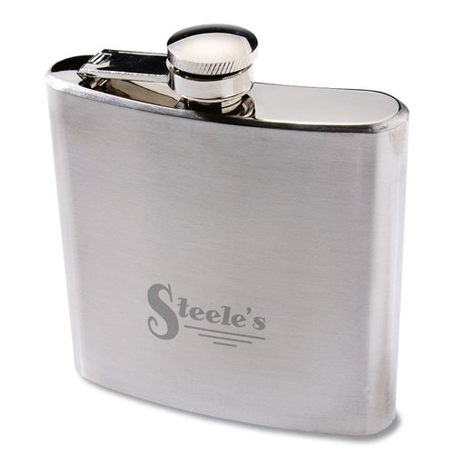 Additional Image 2 - a silver flask with a logo