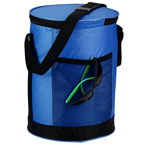 Additional Image 2 - a blue cooler with a black strap