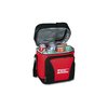 a red and black cooler bag