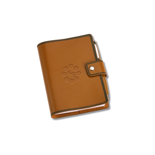 Additional Image 1 - a brown leather wallet with a button