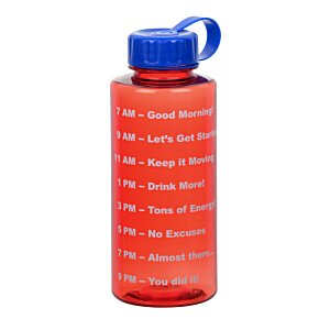 Additional Image 1 - a red water bottle with a blue lid
