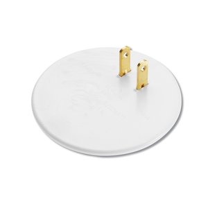 Additional Image 3 - a white round object with gold metal objects on it