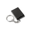 a black rectangular object with a silver ring