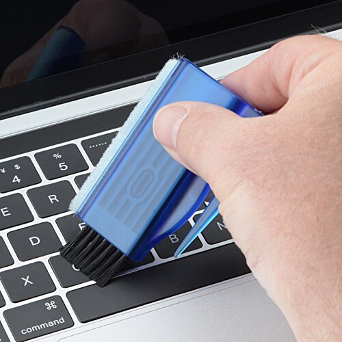 Additional Image 3 - a hand holding a blue flash drive on a keyboard
