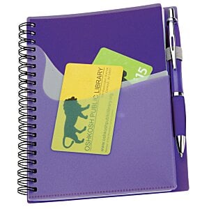 Additional Image 1 - a purple notebook with yellow and green papers