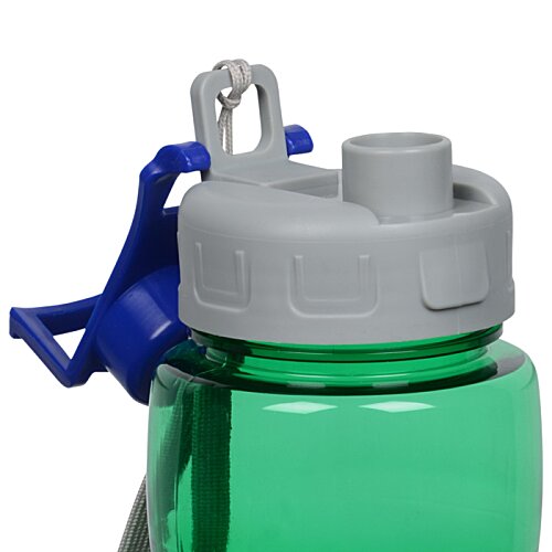 Additional Image 3 - a green water bottle with a grey strap