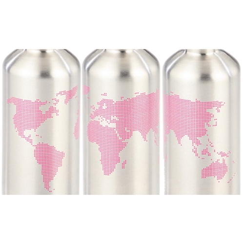 Additional Image 2 - a row of white objects with pink world map on them