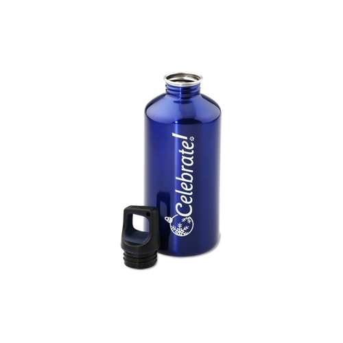 Additional Image 1 - a blue water bottle with a black cap