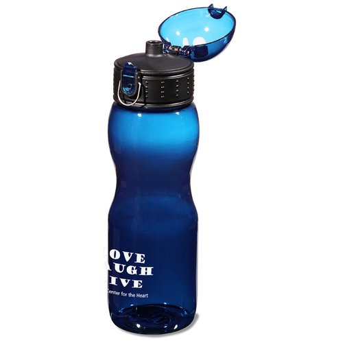 Additional Image 3 - a blue water bottle with a flip lid