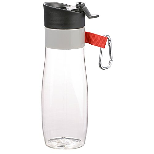 Additional Image 1 - a clear plastic water bottle with a black and red lid