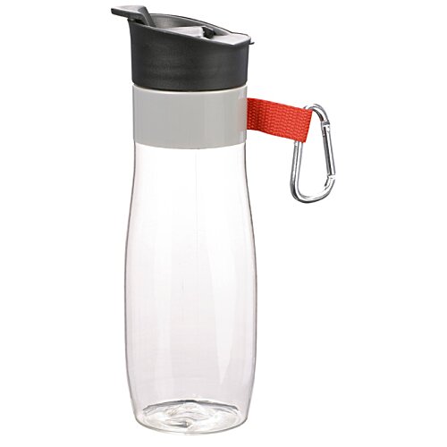 Additional Image 2 - a clear plastic water bottle with a black and red lid