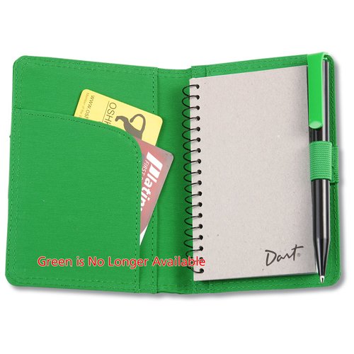 Additional Image 1 - a green notebook with a pen and a yellow sticker
