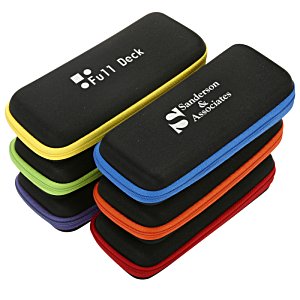 Additional Image 4 - a stack of colorful pencil cases