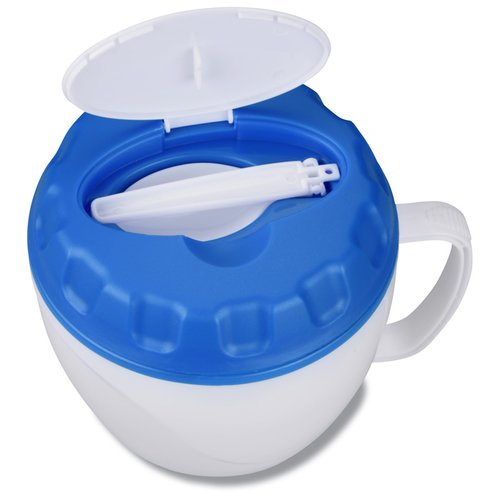 Additional Image 1 - a blue and white cup with a blue lid