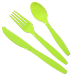Additional Image 2 - a green plastic spoon fork and knife