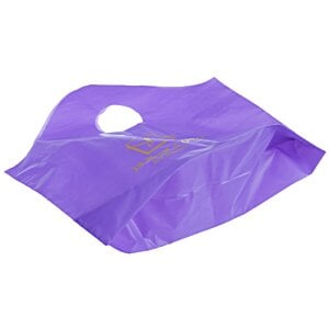 Additional Image 2 - a purple plastic bag with a hole in the middle